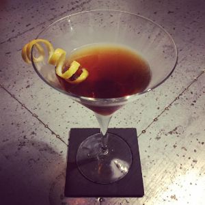 An Instagram of the Preakness Cocktail cocktail submitted by n0tquitethere that contains Rye Whiskey, Sweet Vermouth, Benedictine DOM, Angostura Bitters and Lemon