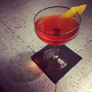 An Instagram of the Prieure de Sion cocktail submitted by n0tquitethere that contains Cognac, St Germain, Suze, Peychauds Bitters and Lemon