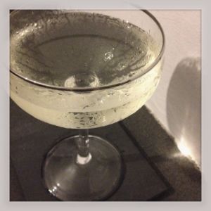 An Instagram of the The Puritan cocktail submitted by n0tquitethere that contains London Dry Gin, Dry Vermouth, Yellow Chartreuse and Orange Bitters