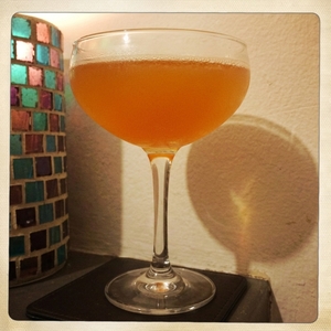 An image of the Raspberry and Orange Sgroppino cocktail submitted by Toby that contains Raspberry Sorbet, Orange, Plain Vodka and Prosecco