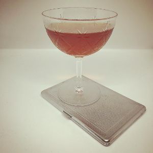 An Instagram of the Ray Long cocktail submitted by n0tquitethere that contains Brandy, Sweet Vermouth, Angostura Bitters and Absinthe