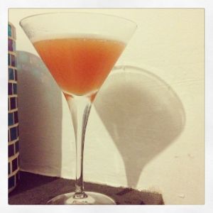 An Instagram of the Rogano Special cocktail submitted by n0tquitethere that contains Grenadine, Peach Bitters, London Dry Gin, Dry Vermouth, Orange and Grand Marnier