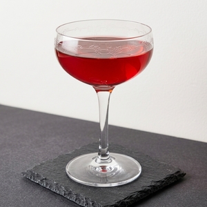 An image of the Rose cocktail submitted by Toby that contains London Dry Gin, Cherry Brandy, Orange Bitters and Cocktail Cherry