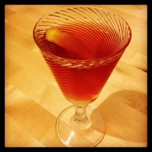 An Instagram of the Sazerac cocktail submitted by n0tquitethere that contains Bourbon, Cognac, Peychauds Bitters, Absinthe, Lemon and Demerara Sugar