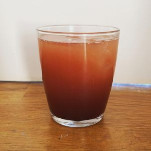 An Instagram of the Scrapyard Healer cocktail submitted by n0tquitethere that contains Ginger Ale, London Dry Gin, Brandy, Cherry Brandy and Port