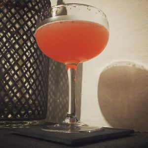 An Instagram of the Sideways in Reverse cocktail submitted by n0tquitethere that contains Apple Brandy, Turin Bitters, St Germain and Lime