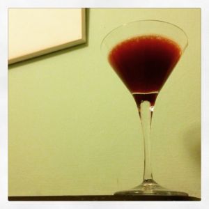 An Instagram of the Teresa cocktail submitted by n0tquitethere that contains Turin Bitters, Crème de Cassis and Lime