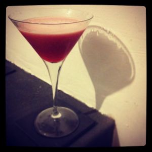 An Instagram of the The Lady V cocktail submitted by n0tquitethere that contains Lemon Vodka, Crème de Framboise, Pineapple Juice and Raspberries