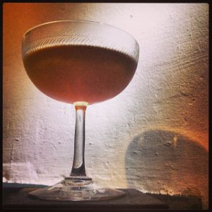 An Instagram of the The Remedy cocktail submitted by n0tquitethere that contains Rye Whiskey, St Germain, Yellow Chartreuse, Fernet Branca and Lemon