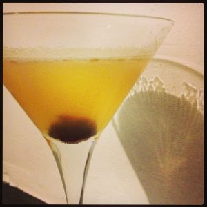 An Instagram of the The Westie cocktail submitted by n0tquitethere that contains Irish Whiskey, Drambuie, Galliano L'authentico, Lemon, Angostura Bitters and Cocktail Cherry