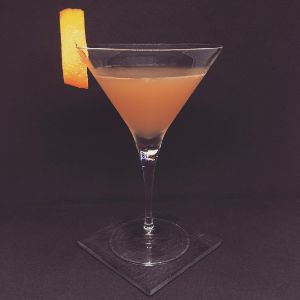 An Instagram of the There Will Be Blood cocktail submitted by n0tquitethere that contains Bourbon, Crème de Cacao Blanc, Blood Orange and Blood Orange