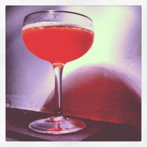 An Instagram of the Tiger Blood cocktail submitted by n0tquitethere that contains Turin Bitters, Cherry Brandy, Lemon and Lemon