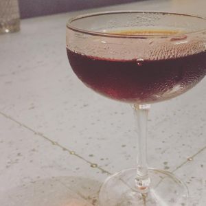 An Instagram of the Transatlantic Giant cocktail submitted by n0tquitethere that contains Bourbon, Smith & Cross, Cynar, Sloe Gin, Crème de Cacao Blanc and Angostura Bitters