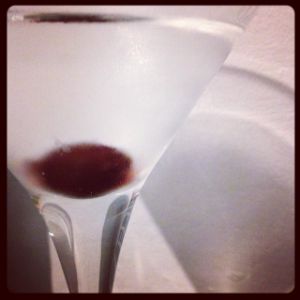 An Instagram of the The Translucent Cocktail cocktail submitted by n0tquitethere that contains Genever, Crème de Cacao Blanc, Kirschwasser and Cocktail Cherry