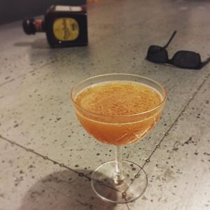 An Instagram of the Under the Volcano cocktail submitted by n0tquitethere that contains Anejo Tequila, Lime, Yellow Chartreuse, Cynar and Agave Nectar