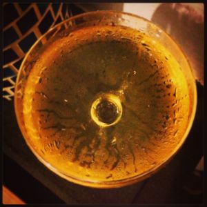 An Instagram of the Velvet Glove cocktail submitted by n0tquitethere that contains Quinquina, Cognac, Crème de Cacao Blanc and Lemon