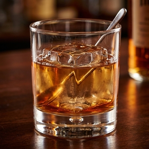 An image of the Wax On, Wax Off cocktail submitted by Toby that contains Bourbon, Orange, Gomme Syrup, Angostura Bitters and Maraschino Liqueur