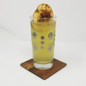 An image of the West is Best cocktail submitted by Toby that contains Cider Brandy, Lemon, Simple Syrup, Apple Juice, Cider and Apple