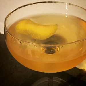 An Instagram of the Woolworth cocktail submitted by n0tquitethere that contains Blended Scotch, Manzanilla Sherry, Benedictine DOM, Orange Bitters and Lemon