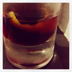 An Instagram of the Zander cocktail submitted by n0tquitethere that contains Genever, Punt e Mes, Benedictine DOM, Angostura Bitters, Orange Bitters and Lemon